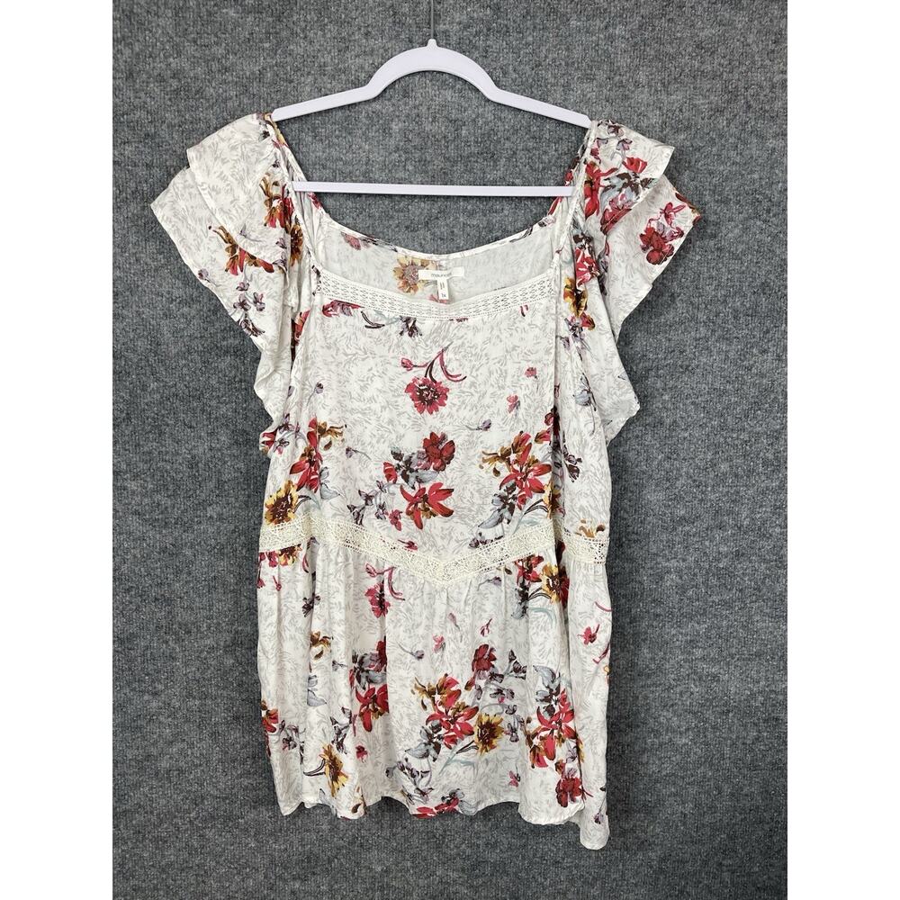 Maurices‎ Nwt Floral Lace Flutter Sleeve Babydoll Top Plus Size 1X